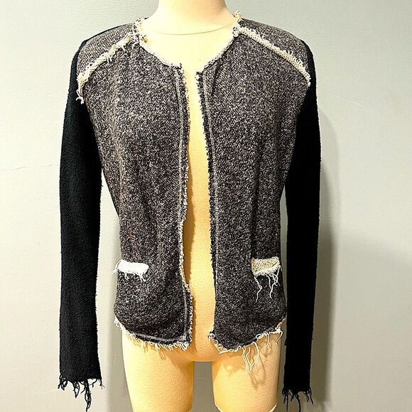 Barneys New York Sweaters - Barney’s New York Heather Grey & Black Tweed Knit Sweater Coatigan Blazer Jacket